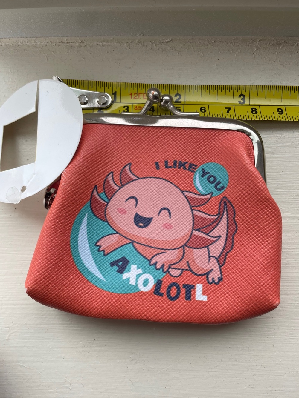Cute Axolotl Coin Purse in Coral with Teal Accent 🐾
